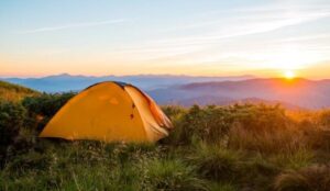 Backpacking tent in the wild