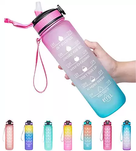 Giotto Water Bottle With Time Marker & Straw