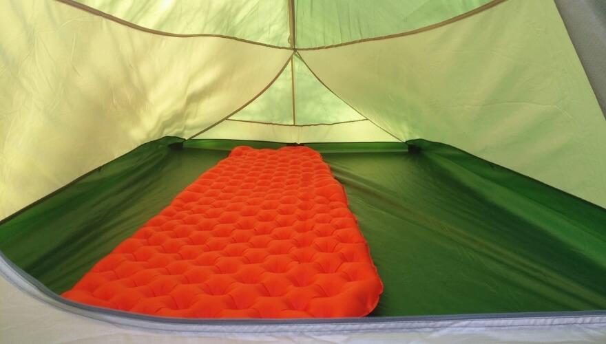 Sleeping pad inside of a tent